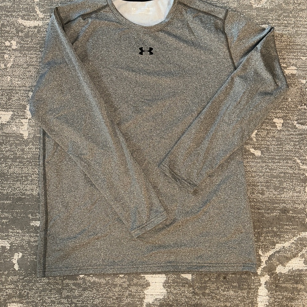 Under Armour Cold Gear Fitted T Shirt Mens Long Sleeve Gray Crew 2XL